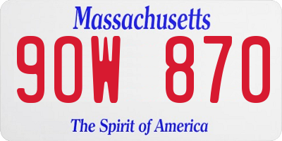 MA license plate 9OW870