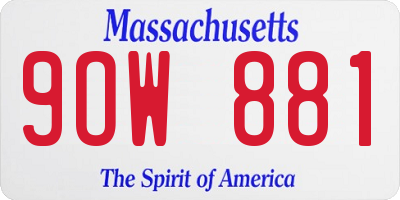 MA license plate 9OW881