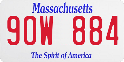 MA license plate 9OW884