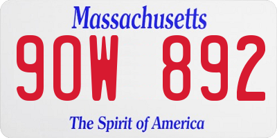 MA license plate 9OW892