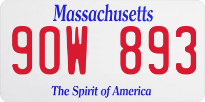 MA license plate 9OW893