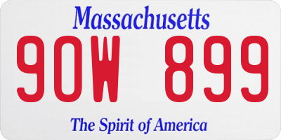 MA license plate 9OW899