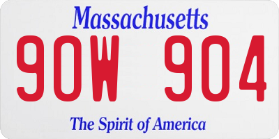 MA license plate 9OW904
