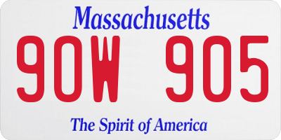 MA license plate 9OW905