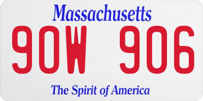 MA license plate 9OW906