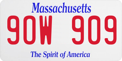 MA license plate 9OW909