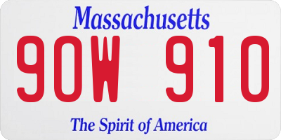 MA license plate 9OW910