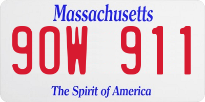 MA license plate 9OW911