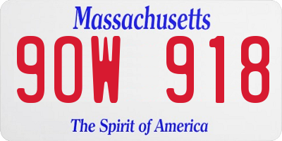 MA license plate 9OW918