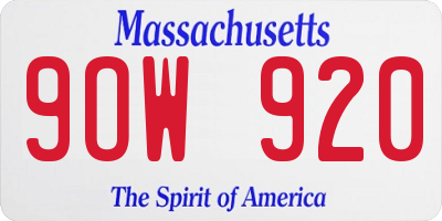 MA license plate 9OW920