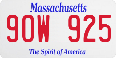 MA license plate 9OW925