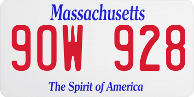 MA license plate 9OW928