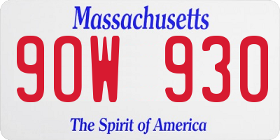 MA license plate 9OW930
