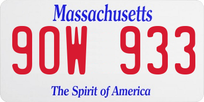MA license plate 9OW933