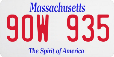 MA license plate 9OW935
