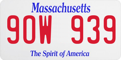 MA license plate 9OW939