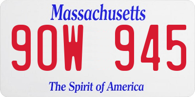 MA license plate 9OW945
