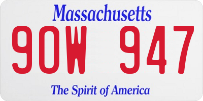 MA license plate 9OW947