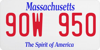 MA license plate 9OW950