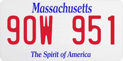 MA license plate 9OW951