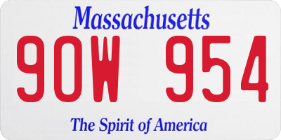 MA license plate 9OW954