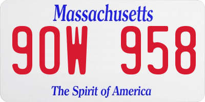 MA license plate 9OW958