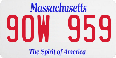 MA license plate 9OW959