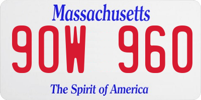 MA license plate 9OW960