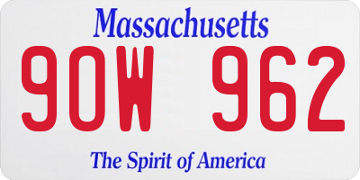 MA license plate 9OW962
