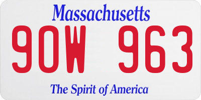MA license plate 9OW963