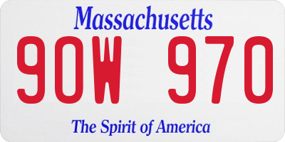 MA license plate 9OW970