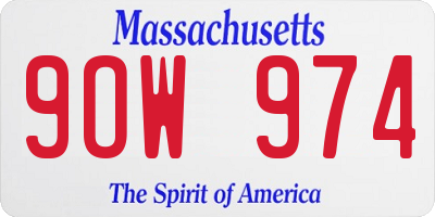 MA license plate 9OW974