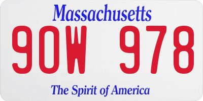 MA license plate 9OW978