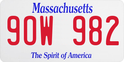 MA license plate 9OW982