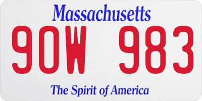 MA license plate 9OW983