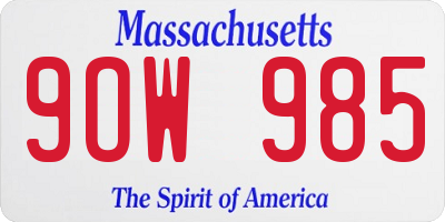 MA license plate 9OW985