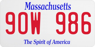 MA license plate 9OW986