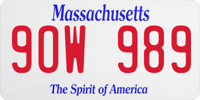 MA license plate 9OW989