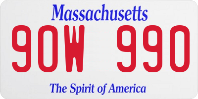 MA license plate 9OW990