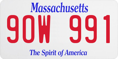 MA license plate 9OW991