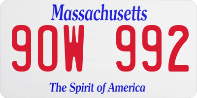 MA license plate 9OW992