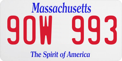MA license plate 9OW993