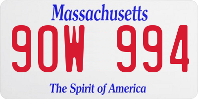 MA license plate 9OW994
