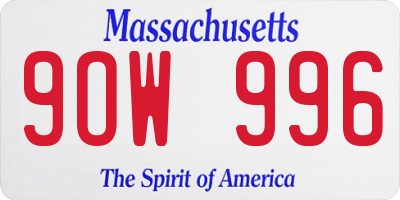 MA license plate 9OW996