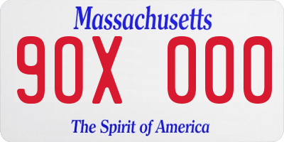 MA license plate 9OX000