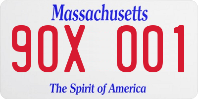 MA license plate 9OX001