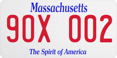 MA license plate 9OX002