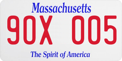 MA license plate 9OX005