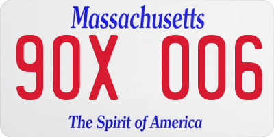 MA license plate 9OX006