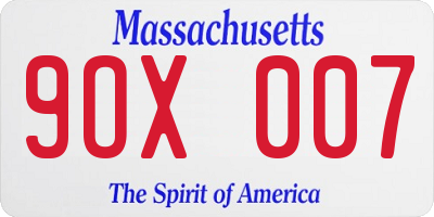 MA license plate 9OX007